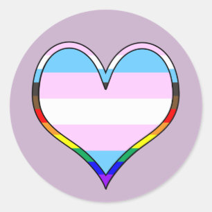 Adesivo Redondo Autocolante Trans Pride Heart Classic Round