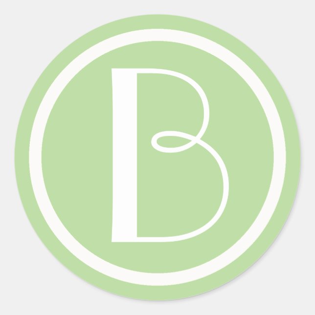 Adesivo Redondo Autocolante verde e branco monograma (Frente)