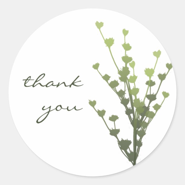 Adesivo Redondo Autocolante Verde Simples - Obrigado (Frente)