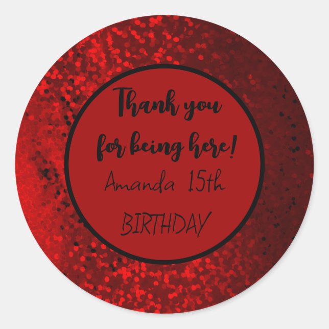 Adesivo Redondo autocolante vermelho (Frente)