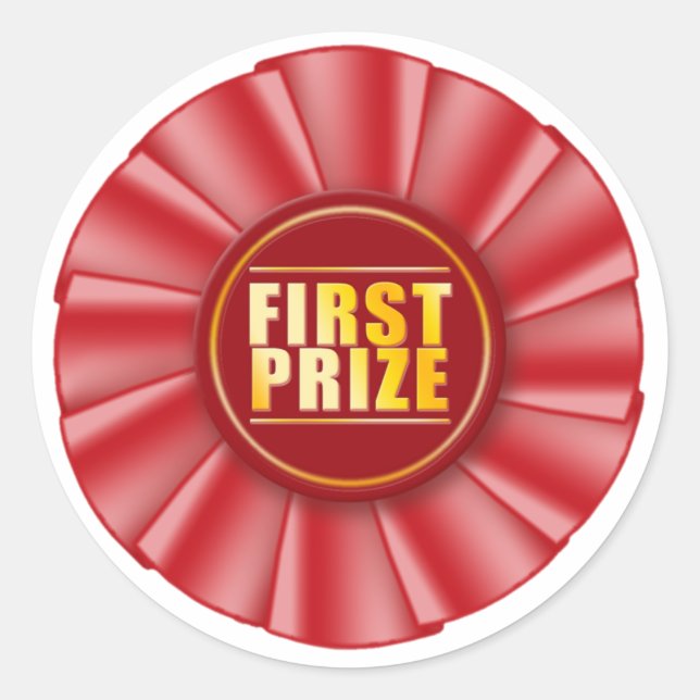 Adesivo Redondo autocolante vermelho do primeiro prêmio (Frente)