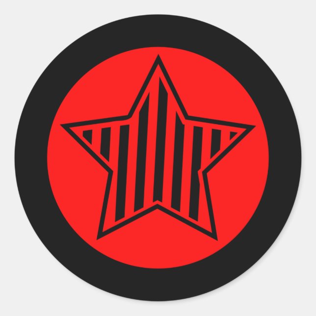 Adesivo Redondo Autocolante vermelho e preto (Frente)
