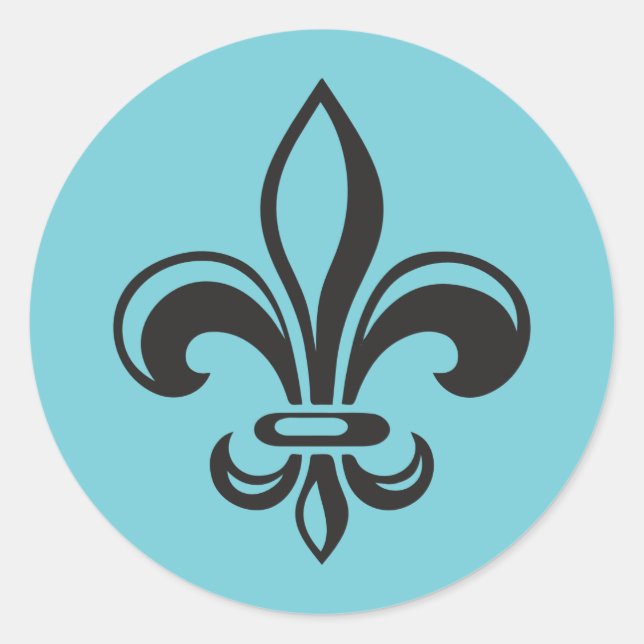 Adesivo Redondo Autocolante x20 Fleur de lys français moderne noir (Frente)
