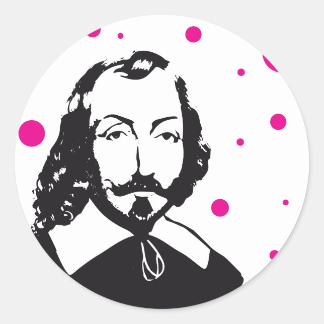 Adesivo Redondo Autocolante x20 Samuel Champlain aponta rosas (Frente)