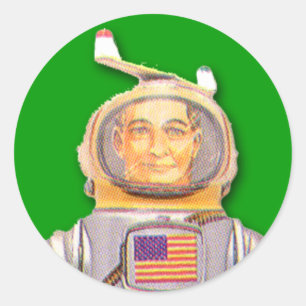 Adesivo Redondo Autocolantes americanos de robôs astronautas (folh