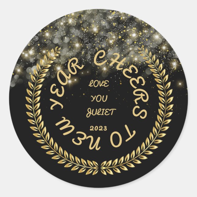 Adesivo Redondo Autocolantes clássicos de Ano Novo (Frente)