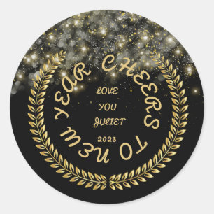 Adesivo Redondo Autocolantes clássicos de Ano Novo