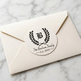 Adesivo Redondo Autocolantes Clássicos Monogramas com Nome de Famí