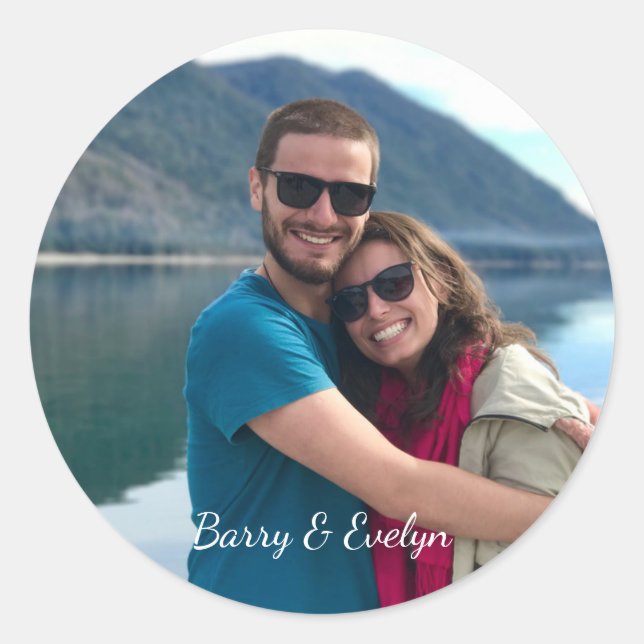 Adesivo Redondo Autocolantes com texto na parte inferior (Frente)