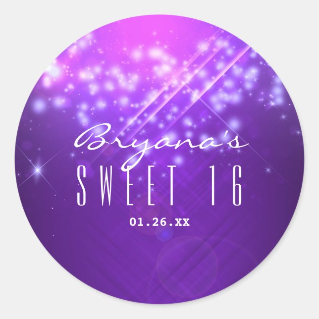 Adesivo Redondo Autocolantes com Vinhetas do Clube de Gelado Roxo (Frente)