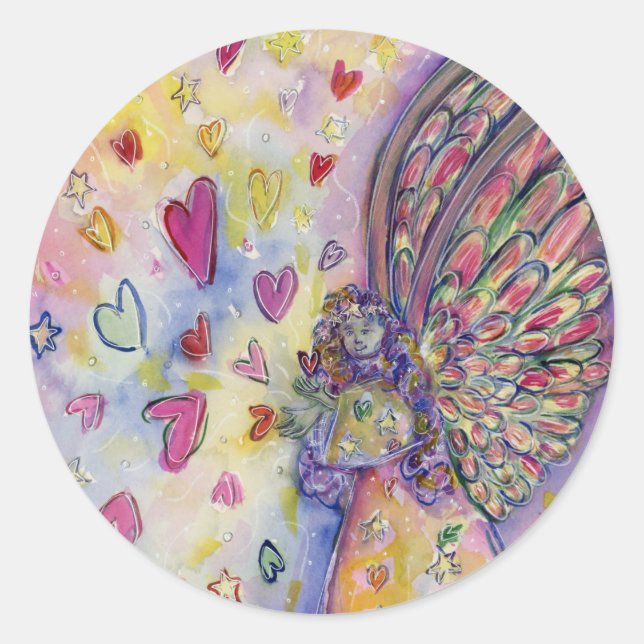 Adesivo Redondo Autocolantes de Arte do Anjo Manifestante (Frente)