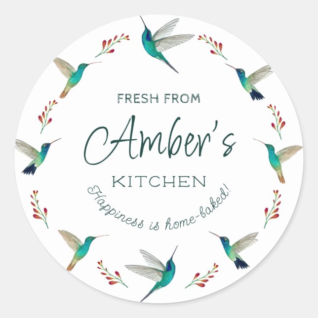 Adesivo Redondo Autocolantes de beija-flores personalizados (Frente)