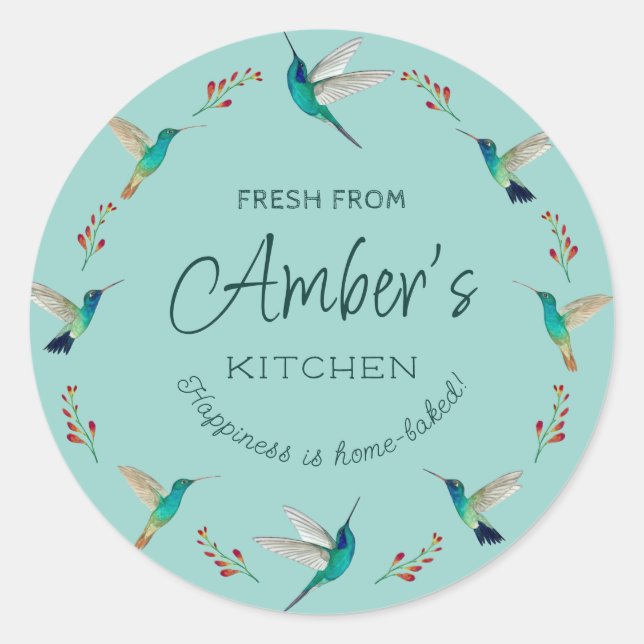 Adesivo Redondo Autocolantes de beija-flores personalizados (Frente)