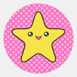 Adesivo Redondo Autocolantes de Bolinhas Rosa Kawaii