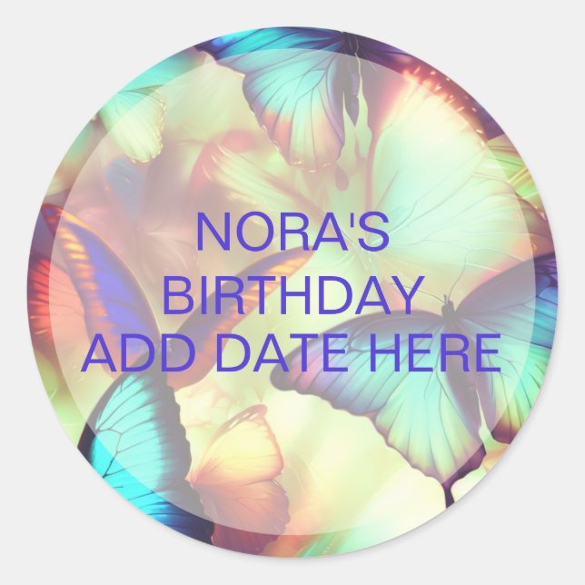 Adesivo Redondo Autocolantes de borboletas (Frente)