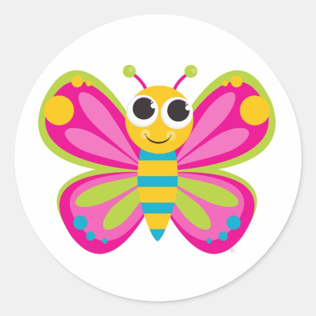 Adesivo Redondo Autocolantes de borboletas (Frente)