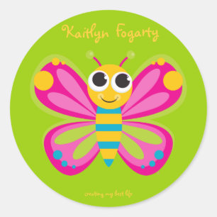 Adesivo Redondo Autocolantes de borboletas brancas personalizadas