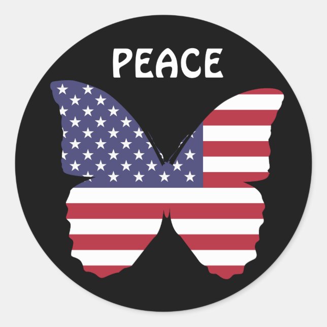 Adesivo Redondo autocolantes de borboletas da bandeira americana (Frente)