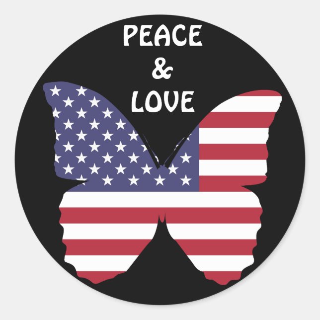 Adesivo Redondo autocolantes de borboletas da bandeira americana (Frente)