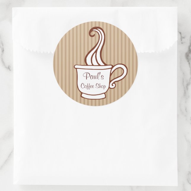 Adesivo Redondo Autocolantes de café personalizados (Bolsa)