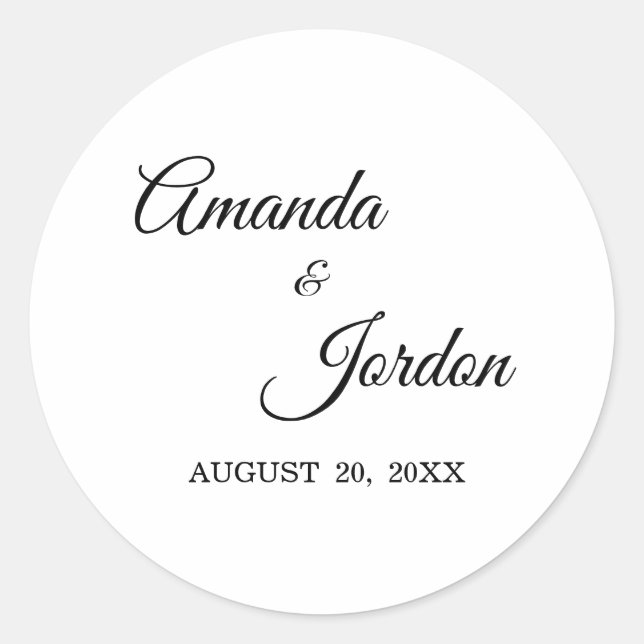 Adesivo Redondo Autocolantes de caligrafia branca e preta (Frente)