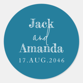 Adesivo Redondo Autocolantes de Casamento Azul de Marinho Simples