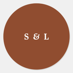 Adesivo Redondo Autocolantes de casamentos de monograma simples e 