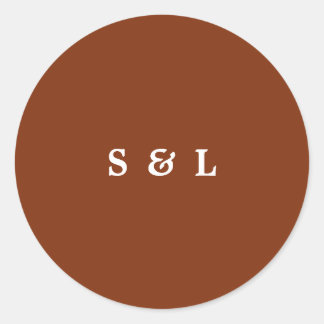 Adesivo Redondo Autocolantes de casamentos de monograma simples e 