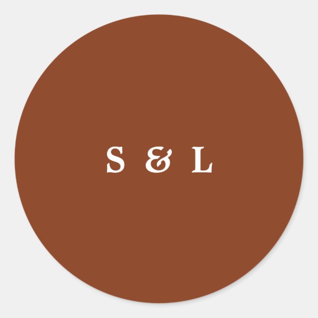 Adesivo Redondo Autocolantes de casamentos de monograma simples e  (Frente)