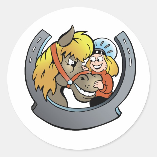 Adesivo Redondo Autocolantes De Cavalo E Cavalo (Frente)