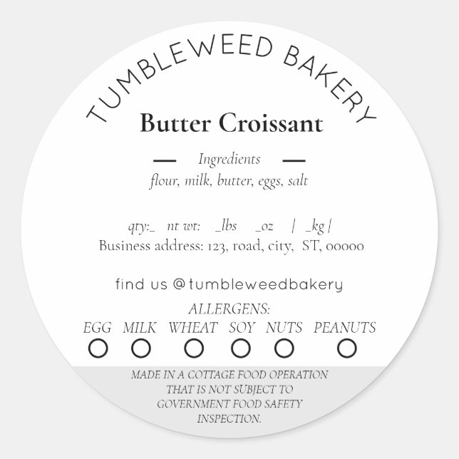 Adesivo Redondo Autocolantes de Comida de algodão moderno (Frente)