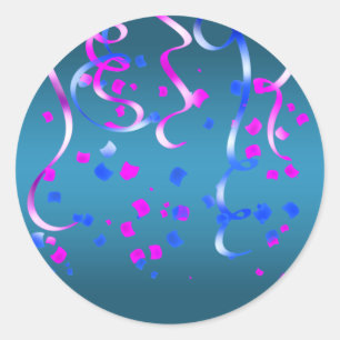 Adesivo Redondo Autocolantes de Confetti Real Azul, Rosa-Quente