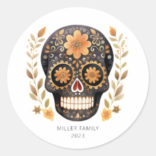 Adesivo Redondo Autocolantes de crânio