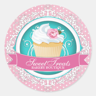 Adesivo Redondo Autocolantes de Cupcake Elegante