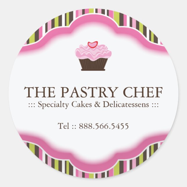 Adesivo Redondo Autocolantes de Cupcake personalizáveis (Frente)