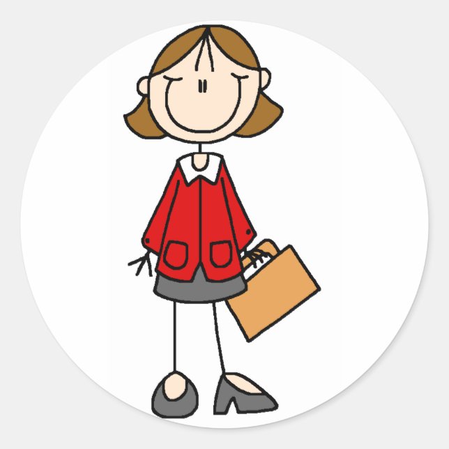 Adesivo Redondo Autocolantes de Dama de Negócios (Frente)