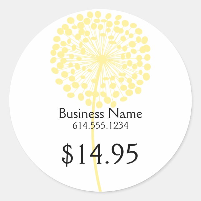 Adesivo Redondo Autocolantes de Dandelion Amarelos (Frente)