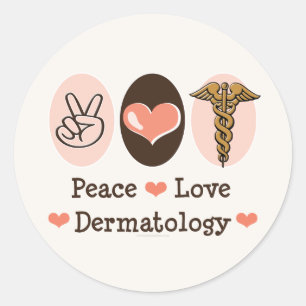 Adesivo Redondo Autocolantes de Dermatologia do Peace Love