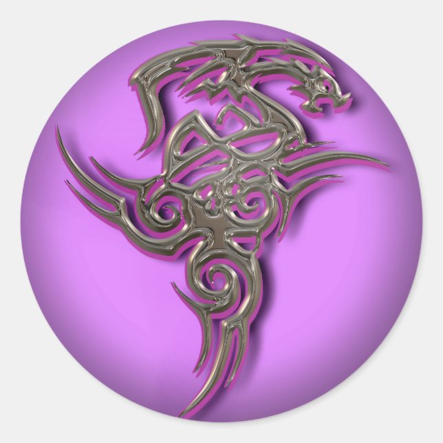Adesivo Redondo autocolantes de dragão tribal (Frente)
