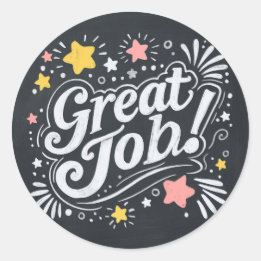 Adesivo Redondo Autocolantes de Excelente de quadro com estrelas e