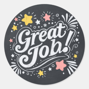 Adesivo Redondo Autocolantes de Excelente de quadro com estrelas e