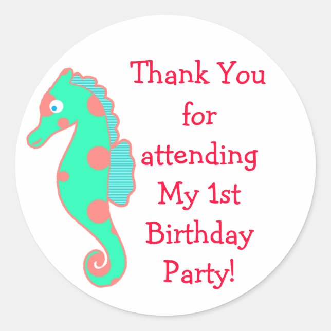 Adesivo Redondo Autocolantes de Festa de aniversário de cavalo per (Frente)