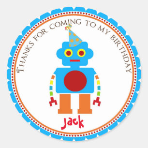 Adesivo Redondo Autocolantes de Festa de aniversário Robot