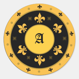 Adesivo Redondo Autocolantes de Fleur de Lis redondos com texto pe