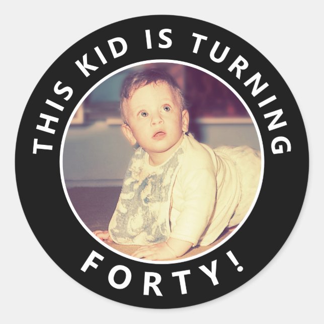 Adesivo Redondo Autocolantes de fotos personalizados do aniversári (Frente)