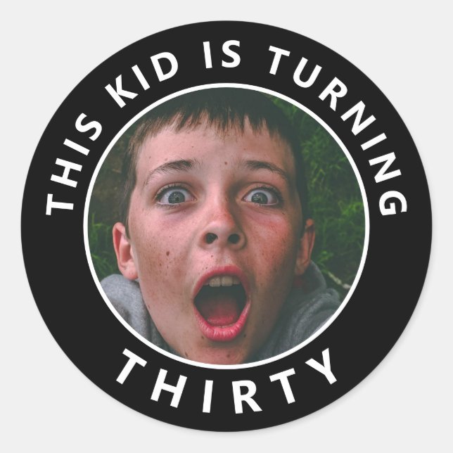 Adesivo Redondo Autocolantes de fotos personalizados do aniversári (Frente)