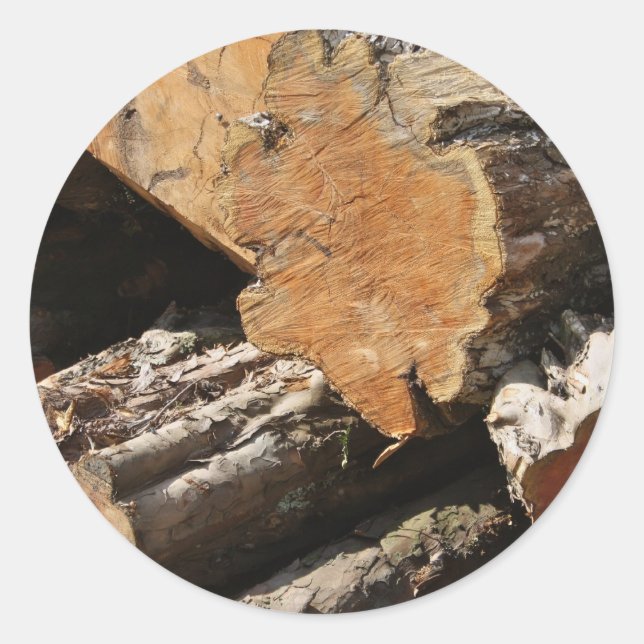 Adesivo Redondo Autocolantes de madeira (Frente)