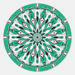 Adesivo Redondo Autocolantes de Mandala Verde (Design 2)