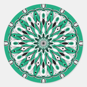 Adesivo Redondo Autocolantes de Mandala Verde (Design 2)