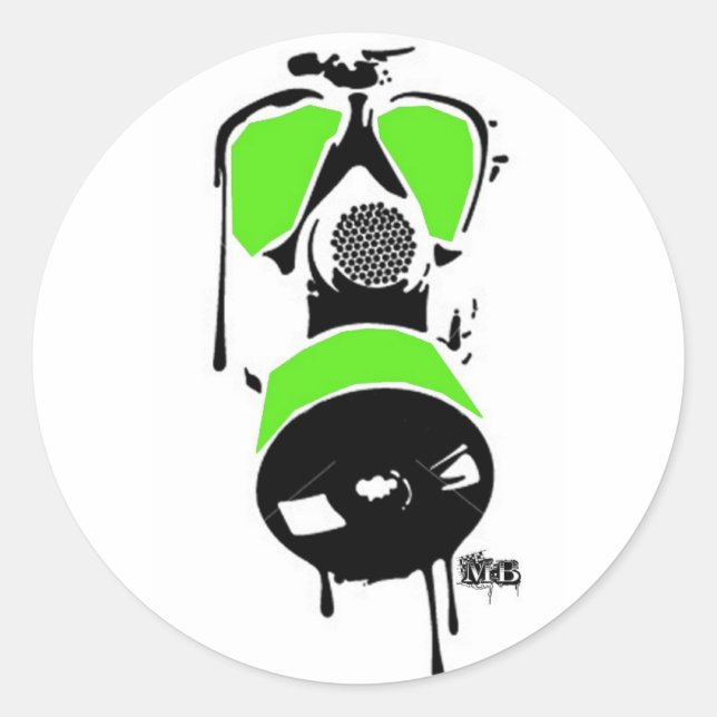Adesivo Redondo Autocolantes de máscaras verdes e de gás preto (Frente)